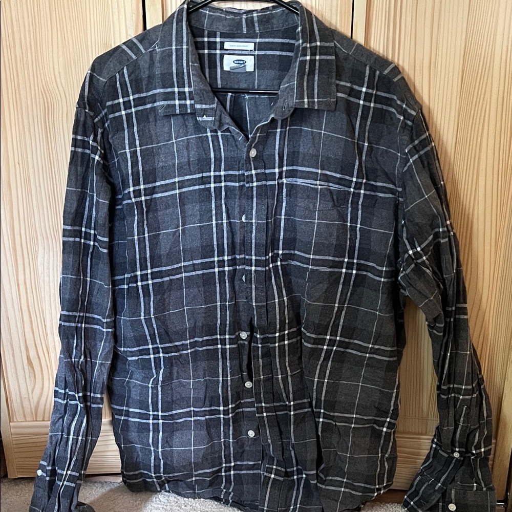 Old Navy Men's Dark Plaid Shirt Jacket